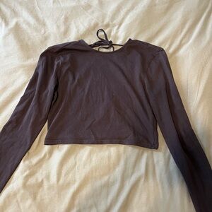 H&M Open Back Long Sleeve Black Crop Top